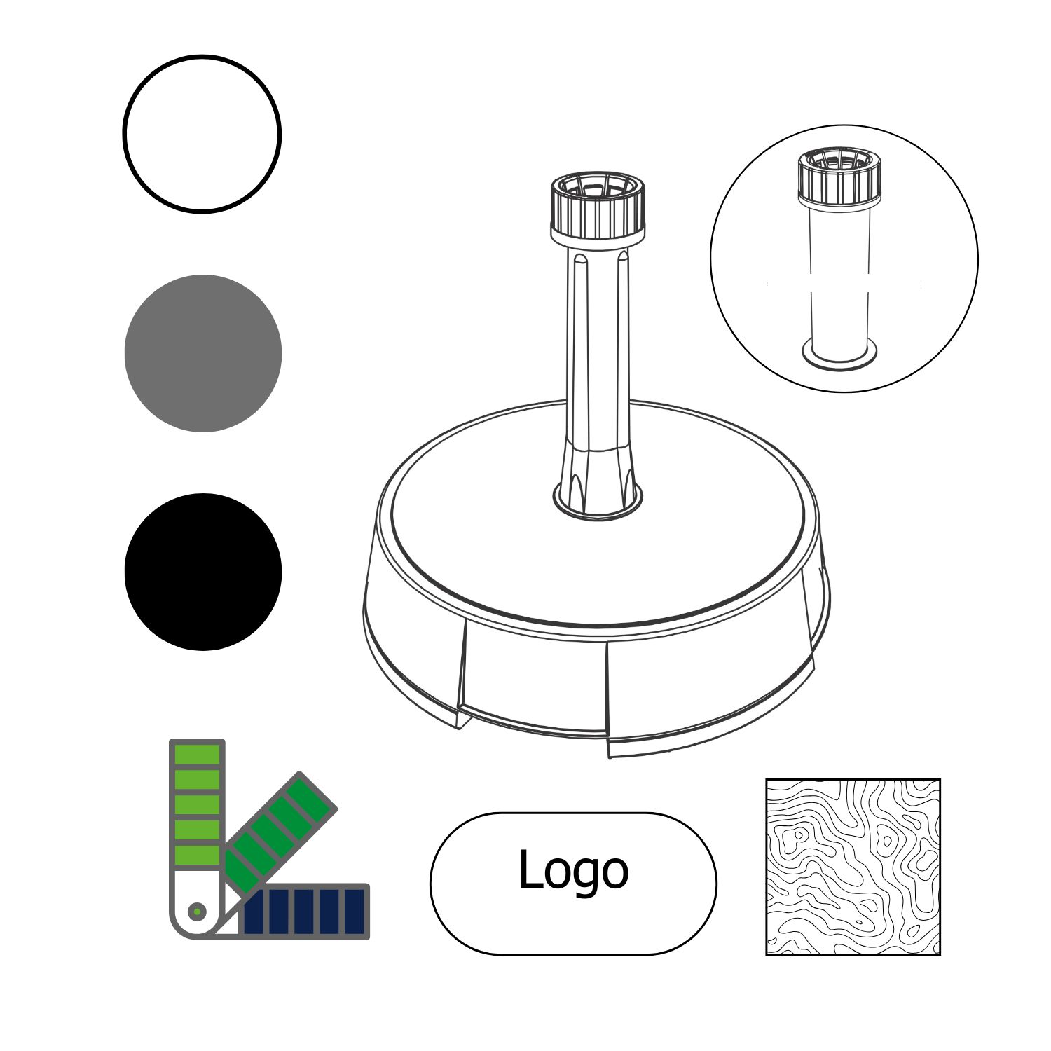 Iconen: aanpassen van kleuren, toevoegen van logo of patroon