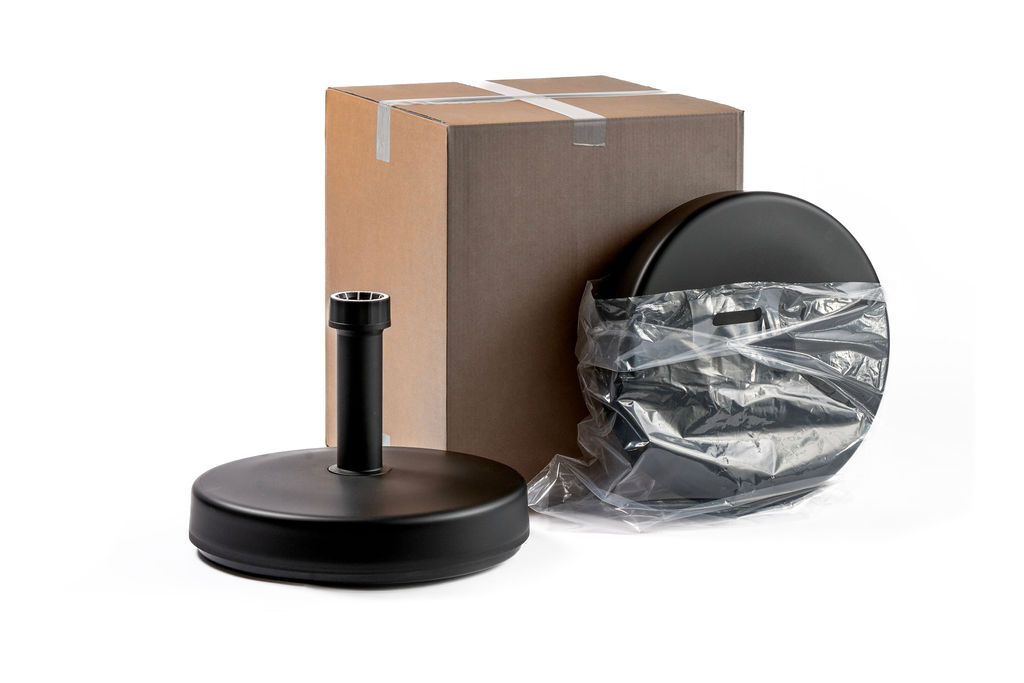 Zandvulbare voet in plastic zak en omverpakking